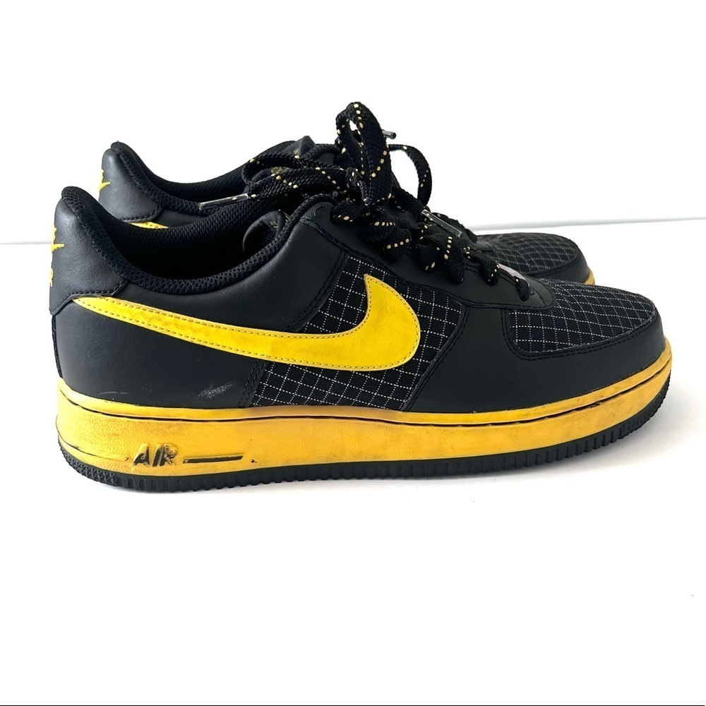 Air Force ones gs grid yellow black sneaker shoes